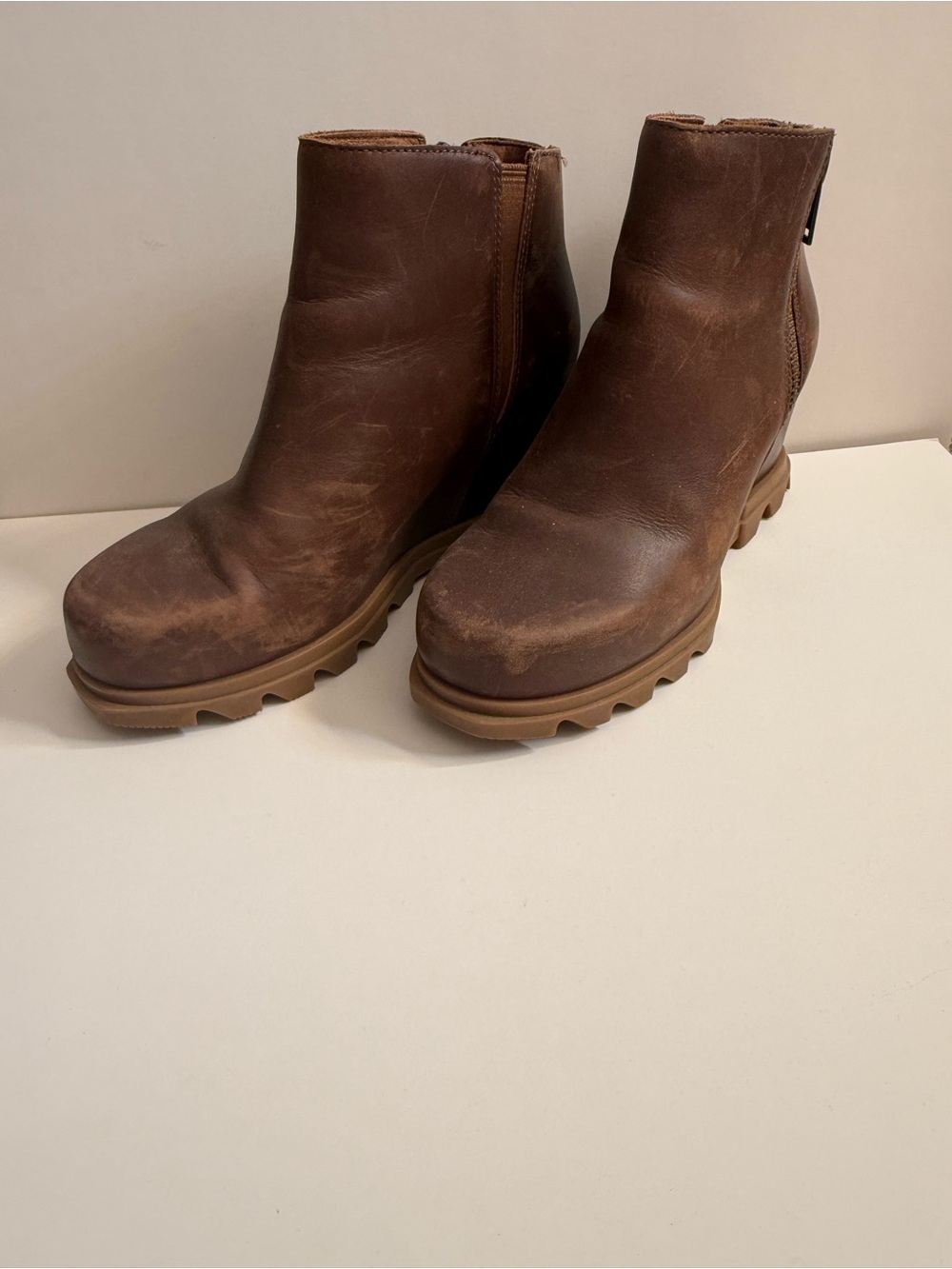 Sorel Women’s Brown Leather Wedge Ankle Boots